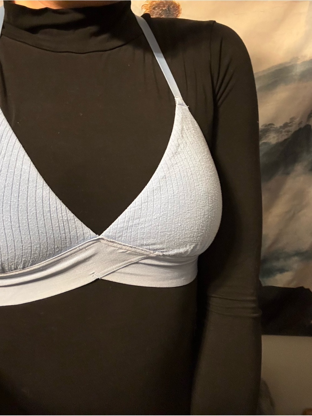 aerie Light Blue Ribbed Triangle Bralette